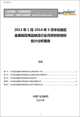 2013-2014年3月华北地区金属制日用品制造行业财务指标月报