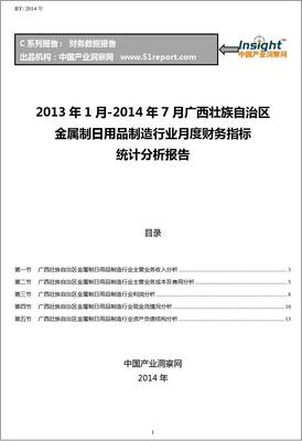 2013-2014年7月广西壮族自治区金属制日用品制造行业财务指标月报分析